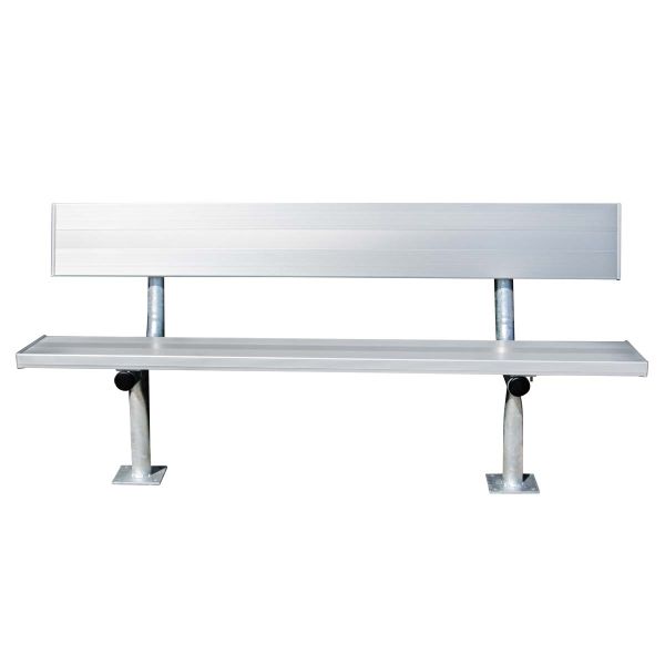 National Rec Surface Mount Aluminum Team Player Bench w/ Backrest