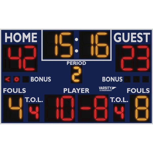 Varsity 8'x5' Basketball/Volleyball/Wrestling Scoreboard w/ Wireless Controller, 2246